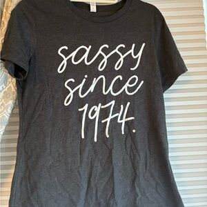 Bella Canvas Dark Gray Graphic Tee with White Script